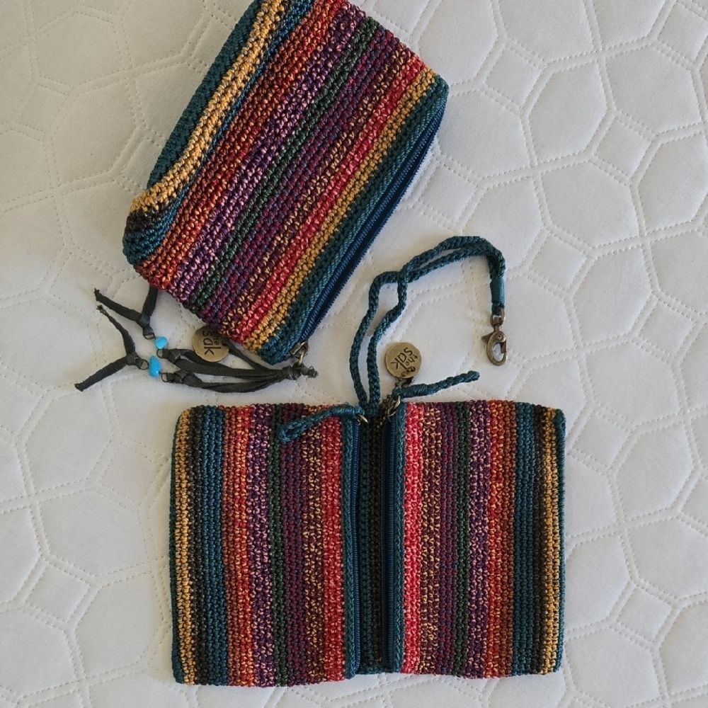 THE SAC Colorful Striped Crochet Pouches